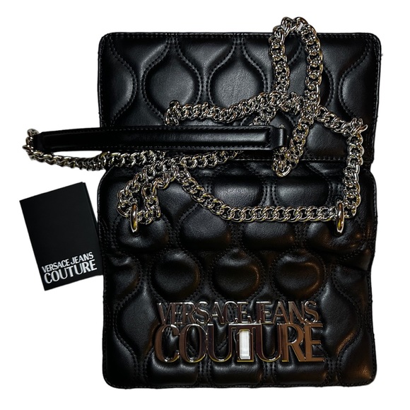 Authentic‼️ 💯 VERSACE JEANS COUTURE Partial Chain Strap, Crossbody Bag - Picture 6 of 10